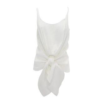 J.W.Anderson Sleeveless Tops, female, White, Size: 2XS Knotted Strap Top