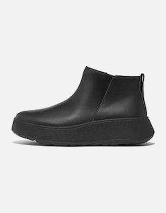 FitFlop Womens FitFlop F-Mode Leather Flatform Zip Ankle Boot black GM2-090
