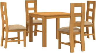 vidaXL Conjunto De Comedor 5 Uds. Beige Madera De Roble S&oacute;lido Vidaxl