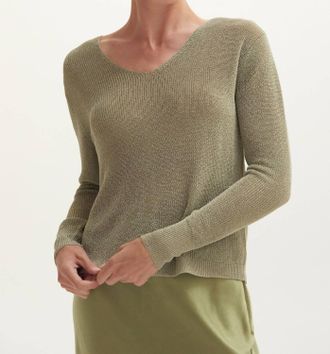 Crescent Jocelene Lurex Sweater Top In Eucalyptus
