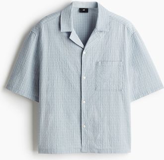 H&M Freizeithemd aus Seersucker in Loose Fit - Blue