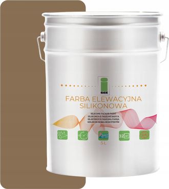 OEM Pintura De Silicona Para Fachadas, Color Beige/marr&oacute;n Queso, 5 L + Antialgas