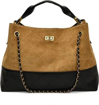 Generic Compatible For Vintage Panelled Quilted Rhombus Chain Shoulder Bag Women s Four Season Tote Medium Size