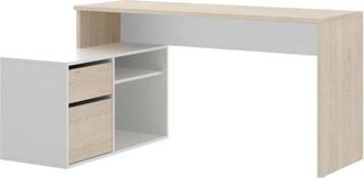 Dmora Scrivania Gardena, Scrittoio multiposizione da ufficio o cameretta, Tavolo da studio angolare multiuso, 139x92h75 cm, Bianco, con imballo rinforzato