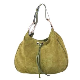 Sergio Rossi Pre-owned Shoulder Bags, female, Green, Size: ONE SIZE Pre-owned Suede Hobo Bag