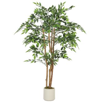 HOMCOM Homcom Ficus Artificial 150 Cm, Con Tronco Natural, Planta Artificial Realista Para Interior Con Maceta, Decoraci&oacute;n Para Hogar, Sal&oacute;n, 65x65x150 Cm
