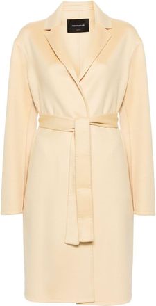 Fabiana Filippi belted cashmere long coat - women - Viscose/Cashmere - 44 - Yellow