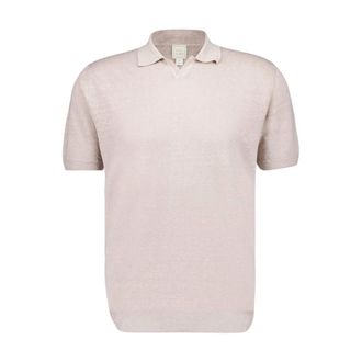 120% Lino Short-Sleeve Knit Jumper in Safari Cream - male - 120% Lino - Polo Shirts - Pink - 2XL - Tops