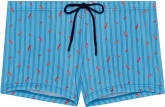 HOM Hom Mens Boxer de Bain Espelette Swim Briefs, Turquoise Print, XL