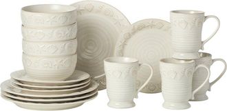 Certified International Coastline Cream 16Pc Dinnerware Set, Service For 4
