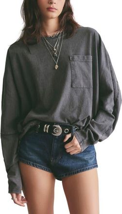 Free People Epic Long Sleeve T-Shirt in Washed Black at Nordstrom, Size X-Small