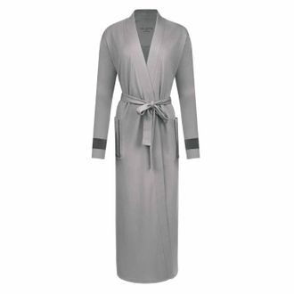 Velvette Womens Pima Cotton & Modal Wrap Robe In Grey Heather