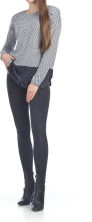 Papillon Polka Dot Long Sleeve Sweater In Grey