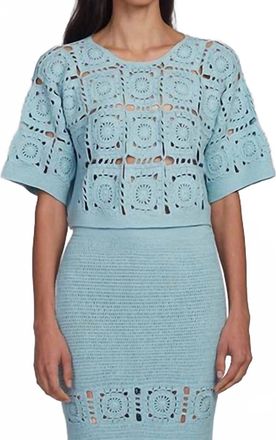 Eleven Six Arden Crochet Top In Skye Blue