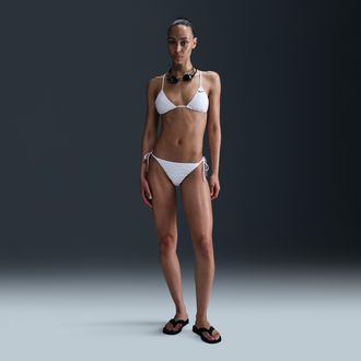 Nike Womens Swim Terry Texture Tie String Bikini Bottom in White | NESSF255-100