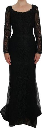 Dolce & Gabbana Zwarte Bloemen Sheath Jurk - Dames - Avondkleed - Zwart - XS - Katoen - Kleedjes