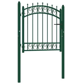 vidaXL Vidaxl - Puerta De Valla Con Picos Acero Verde 100x100 Cm