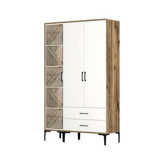 Dmora Armario 3 Puertas Avior, Muebles De Dormitorio, Vestidor, Armario De Ropa, 120x48h201 Cm, Nogal Y Blanco, Con Embalaje Reforzado - Dmora