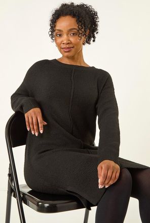 Roman Knitted Pintuck Shift Dress