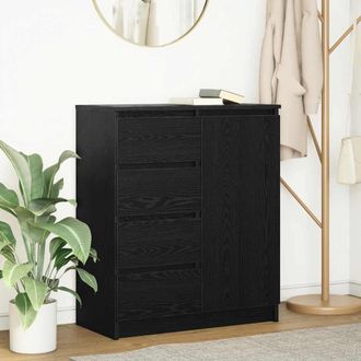 Berkfield Home Sideboard with Drawers Black Oak 71x35x84 cm Engineered Wood | Size: 71 x 35 x 84 cm