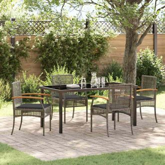 vidaXL Conjunto De Comedor De Jard&iacute;n 5 Pcs Gris Rat&aacute;n Sint&eacute;tico Vidaxl