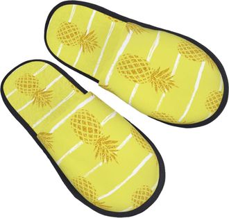 Generic Warm Cotton Slipper Gold Pineapple House Slipper Lightweight Spa Slippers for Winter Indoor Family M
