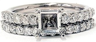 Pompeii3 1ct SI Half Eternity Diamond Wedding Ring Set 14K White Gold Size Selectable