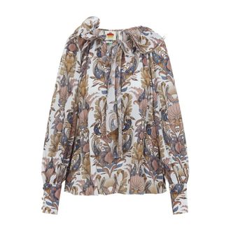 Farm Rio FARM Rio, Blouses, female, Multicolor, Size: XS Sea Garden Shirt