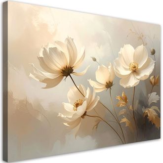 Feeby Cuadro En Lienzo Magnolias Cremosas En Luminosos Tonos Beige 100x70