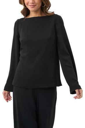 Trina Turk Sarese Long Sleeve Boat Neck Top in Black at Nordstrom, Size X-Small