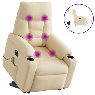 vidaXL Vidaxl - Poltrona Alzapersona Massaggiante Elettrica Crema In Tessuto