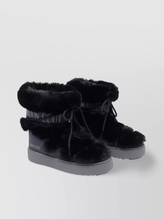 Moon Boot fur trim round toe booties
