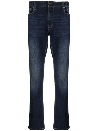 Emporio Armani logo-plaque straight-leg jeans - men - Polyester/Cotton/Elastane - 33 - Blue