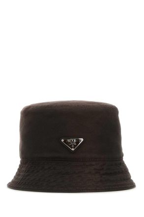 Prada Mens Brown Cotton Bucket Hat Ebano Cappelli