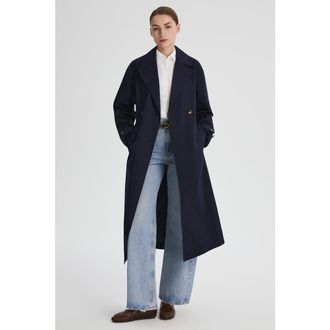 Orolay Maxi Oversized Trench Coat in Navy at Nordstrom, Size X-Small