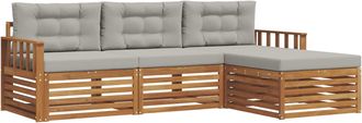 vidaXL Conjunto De Sof&aacute;s De Exterior 4 Uds. Natural Y Gris Claro Vidaxl