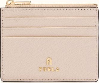 Furla Camelia Card Case S Azalea Pink Textured Leather Woman