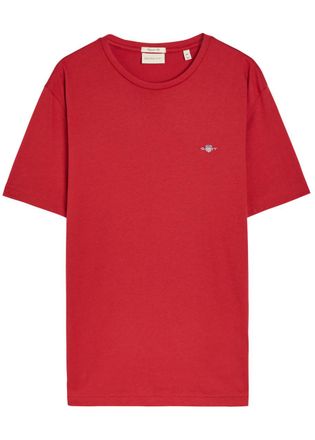 GANT Logo-embroidered Cotton T-shirt - Red - XL