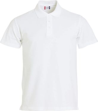 Clique Clique Mens Basic Pique Polo Shirt, Slim Fit, White, L