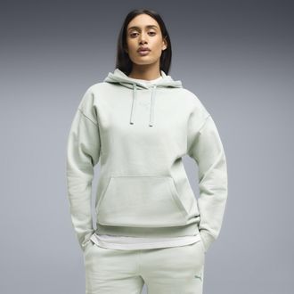 Puma Felpa con cappuccio in pile Essentials dal taglio morbido da donna, Abbigliamento, Verde, XL