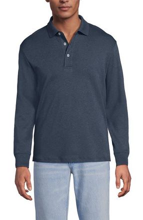 Lands End Long Sleeve Cotton Supima Polo Shirt in Dusk Indigo Heather at Nordstrom, Size Xx-Large