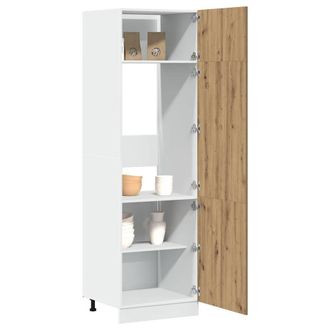 Berkfield Home Refrigerator Cabinet Lyon Artisan Oak 60x57x207 cm Engineered Wood in Brown | Size: 60 x 57 x 207 cm