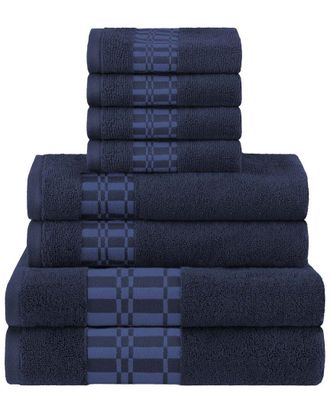 Superior Larissa Cotton 8pc Assorted Towel Set with Geometric Embroidered Border