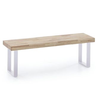 Home Heavenly Banco asiento 120 cm en roble y patas metal blanco