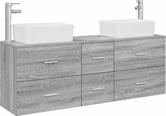 vidaXL Juego De Muebles De Ba&ntilde;o 3 Uds. Sonoma Gris 53 X 34,5 X 63 Cm Vidaxl