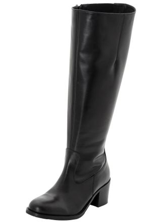 Sheego Weitschaftstiefel SHEEGO, Damen, Gr. 37, XXL-Schaft, schwarz, Glattleder, Leder, Schuhe Weitschaftstiefel