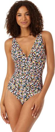 Anne Cole Soft Band Shirred One Piece Swimsuit In Confetti