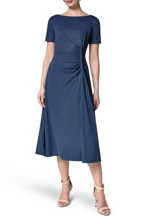 DKNY Side Ruched Jersey Midi Dress in Night Sky at Nordstrom, Size 16