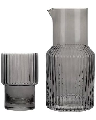 Jay Companies Ribbed Glass 2Pc Carafe Set