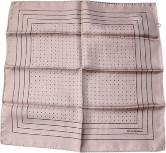 Dolce & Gabbana Mens Pink Polka Dots Square Handkerchief Scarf Silk